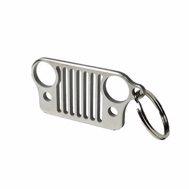 Custom Silver Jeep Keychain